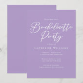 Invitation Elegant Lilac Purple Bachelorette Party (Devant / Derrière)