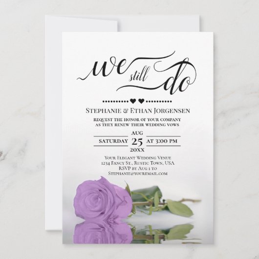 Invitation Élégant Lilac Purple Rose Nous Faisons Encore Vow  (Devant)