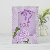 Invitation Élégant Lilac Roses et vaches romantiques 80e (Debout devant)