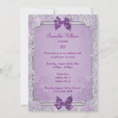 Invitation Élégant Lilac Roses et vaches romantiques 80e (Dos)