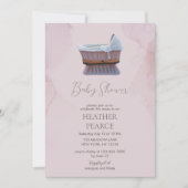 Invitation Elégant Lilac Vintage Baby shower Bassinet (Devant)