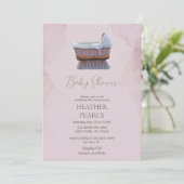 Invitation Elégant Lilac Vintage Baby shower Bassinet (Debout devant)