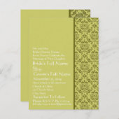 Invitation Elegant Lime Mariage damassé (Devant / Derrière)