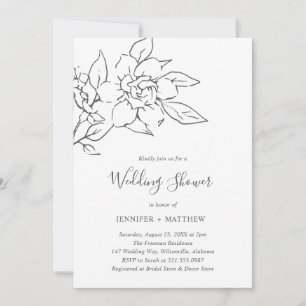 Invitation Elégant Line Art Magnolia Floral Wedding shower