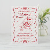 Invitation Elegant Line Art Valentine’s Brunch Party (Debout devant)