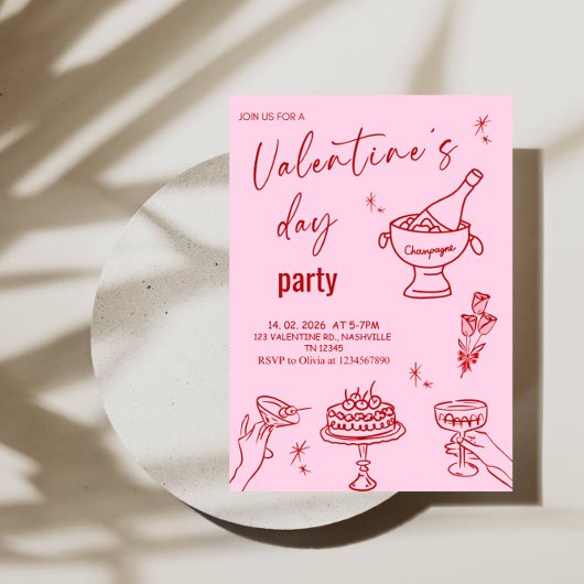 Invitation Elegant Line Art Valentine’s Day Party