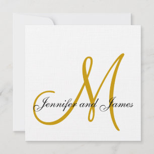 Invitation Elegant Linen Monogram Wedding Gold
