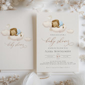 Invitation Élégant Lion couché Baby shower sur nuages