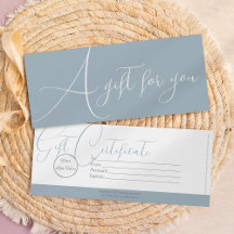 Elégant logo bleu boho féminin certificat cadeau