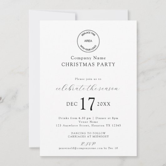 Invitation Élégant Logo Société Noël fête (Devant)