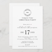 Invitation Élégant Logo Société Noël fête (Devant / Derrière)