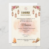Invitation Elegant Lohri Invitation- Pastel, Minimalistic (Devant / Derrière)