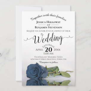 Invitation Elégant long Stemmed Dusty Rose bleu acier Mariage