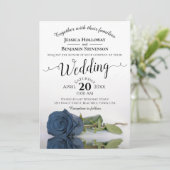 Invitation Elégant long Stemmed Dusty Rose bleu acier Mariage (Debout devant)