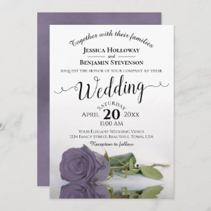 Invitation Élégant long Stemmed Dusty violet Mariage Rose
