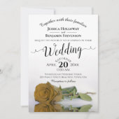 Invitation Elégant long Stemmed Golden Rose Chic Mariage (Devant)