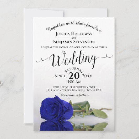 Invitation Élégant long Stemmed Royal Rose Mariage (Devant)
