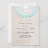 Invitation Elégant look bleu turquoise beige lin (Devant)