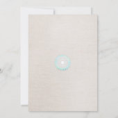 Invitation Elégant look bleu turquoise beige lin (Dos)