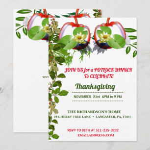 Invitation Élégant Lotus Blanc Citrouilles Dîner Thanksgiving