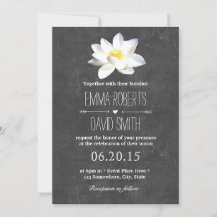 Invitation Élégant Lotus Floral Rustic Chalkboard Mariage