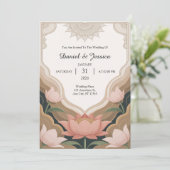 Invitation Elegant Lotus Frame with Serene Buddhist Aesthetic (Debout devant)