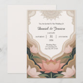 Invitation Elegant Lotus Frame with Serene Buddhist Aesthetic (Devant / Derrière)