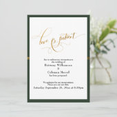 Invitation Elegant Love est Patient Green & Gold Stripe Card (Debout devant)