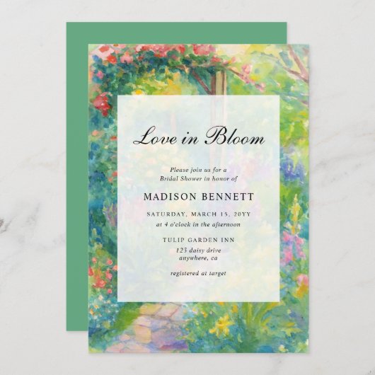 Invitation Elegant Love In Bloom Garden Bridal Shower (Devant / Derrière)