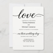 Invitation Elegant Love script turquoise noir et blanc (Devant)