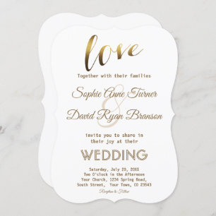 Invitation Elégant Love Typographie Gold Foil Mariage Inviter
