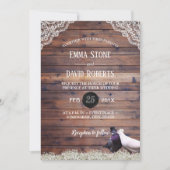 Invitation Élégant Lovebirds & Baby's Breath Mariage lacé (Devant)