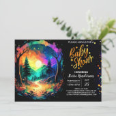 Invitation Élégant luciole Baby shower lunaire (Debout devant)