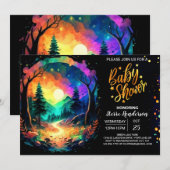 Invitation Élégant luciole Baby shower lunaire (Devant / Derrière)