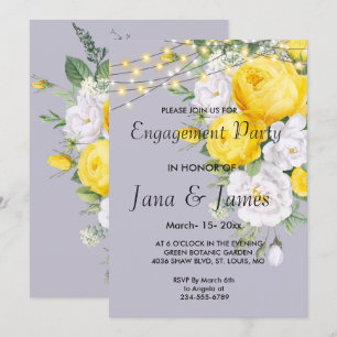 Invitation Élégant lumières rustiques Fiançailles floral jaun