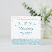 Invitation Élégant Luminaire À Cordes Avec Floral Bleu (Debout devant)