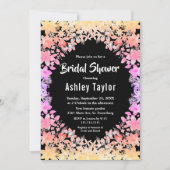 Invitation Élégant Lumineux Rose Black Floral Fête des mariée (Devant)