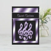 Invitation Élégant, Luscieux Lilac Treble Clefs Sweet 16 (Debout devant)