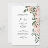 Invitation Élégant Lush Blush Floral Les deux parents Mariage (Devant)