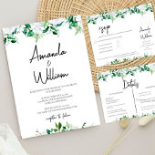 Invitation Elegant Lush White Floral and Greenery Wedding