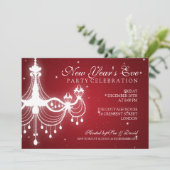 Invitation Élégant lustre de la Saint-Sylvestre Rouge (Debout devant)