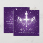 Invitation Élégant Lustre De Mariage Étincelant Violet (Devant / Derrière)