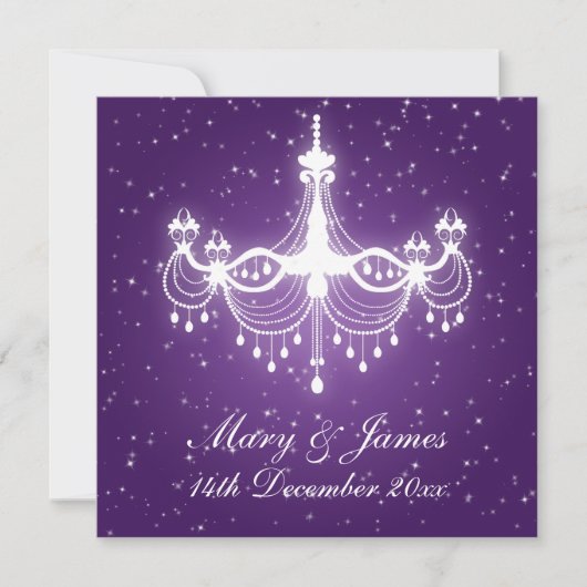 Invitation Élégant Lustre De Mariage Étincelant Violet (Devant)