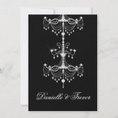 Invitation Élégant lustre en diamant orné sur Mariage noir (Devant)