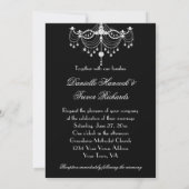 Invitation Élégant lustre en diamant orné sur Mariage noir (Dos)