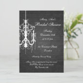 Invitation Élégant lustre Fête de l'mariée noir (Debout devant)