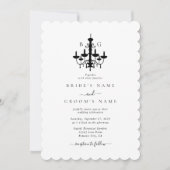 Invitation Élégant lustre noir blanc Mariage (Devant)