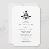 Invitation Élégant lustre noir blanc Mariage (Devant)