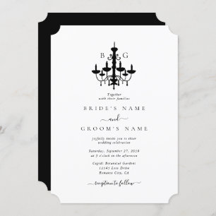 Invitation Élégant lustre noir blanc Mariage