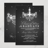 Invitation Élégant lustre noir de classe de la fête de la rem (Devant / Derrière)